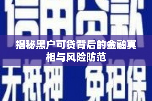 德庆揭秘黑户可贷背后的金融真相与风险防范