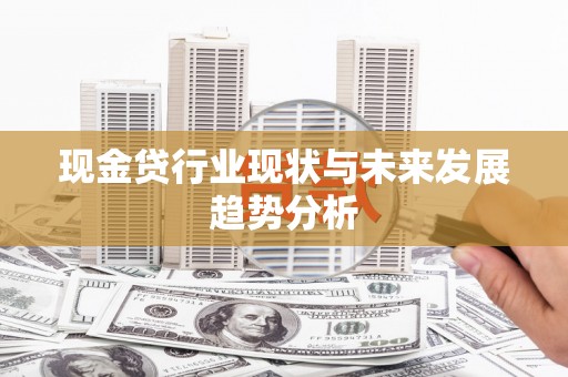 德庆现金贷行业现状与未来发展趋势分析