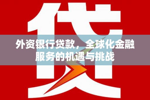 德庆外资银行贷款，全球化金融服务的机遇与挑战