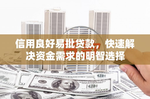 德庆信用良好易批贷款，快速解决资金需求的明智选择
